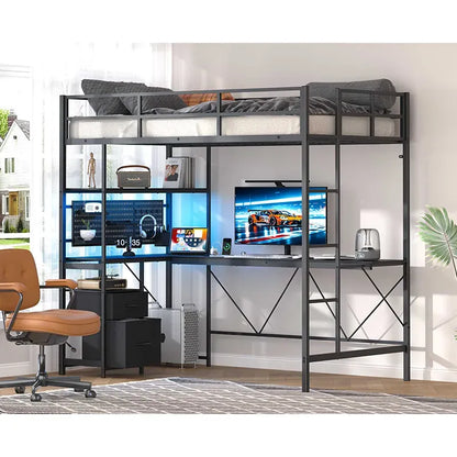 Yoobure Twin Size Loft Bed with Built-in Desk