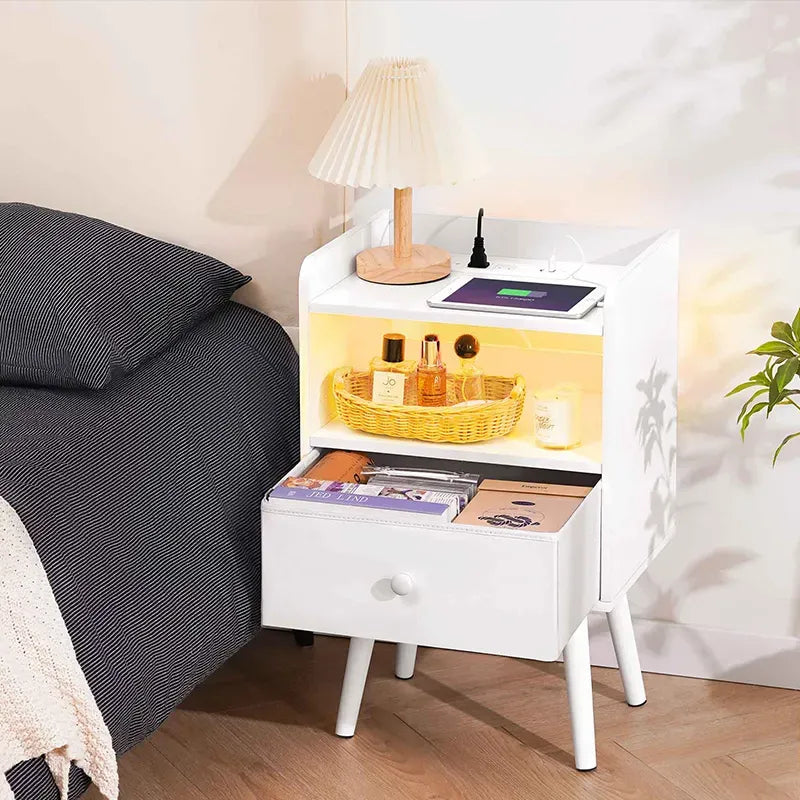 Yoobure Modern 2-Tier LED Nightstand