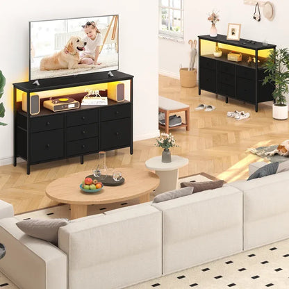 Yoobure TV stand with 7 organizer drawers