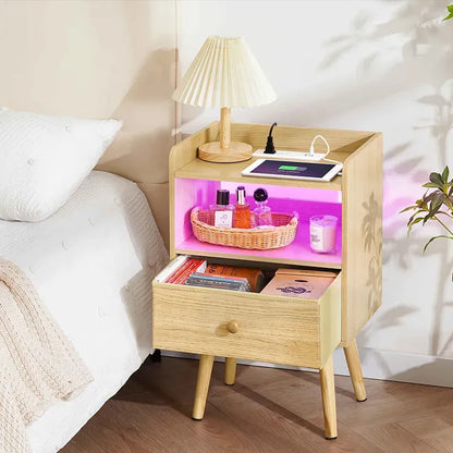 Yoobure Modern 2-Tier LED Nightstand