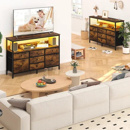 Yoobure TV stand with 7 organizer drawers