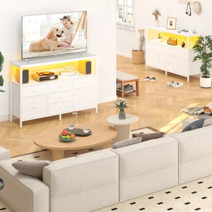 Yoobure TV stand with 7 organizer drawers