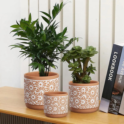 Yoobures 3 Piece Ceramic Plant Pots, 5.7/4.7/3.5/inch Planters with Drainage Hole