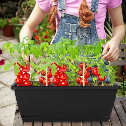 Yoobures 12 17-inch rectangular plastic planter boxes with drainage holes