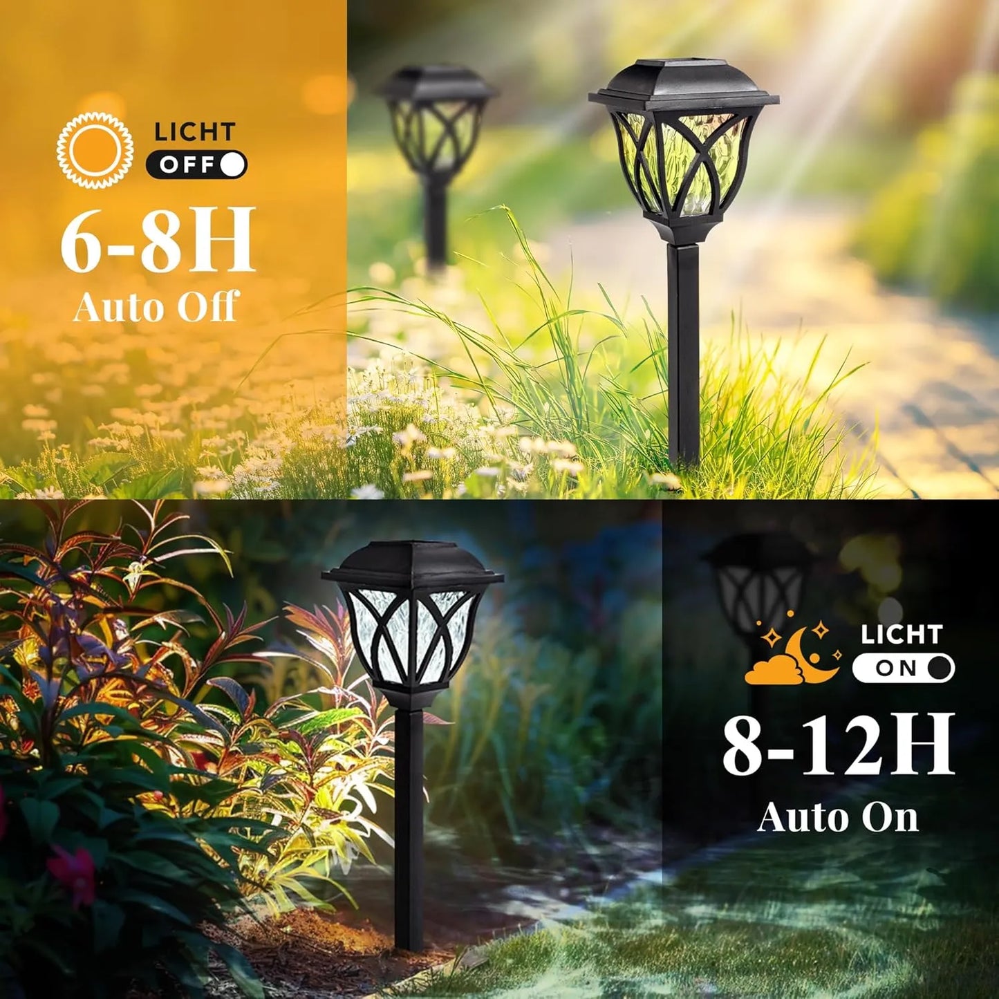 Yoobures Solar Lights Outdoor Waterproof, 6 Pack LED Solar Garden Lights