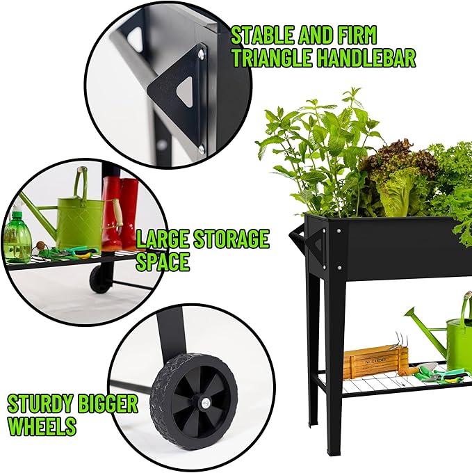 Outdoor planter with Legs and Wheels