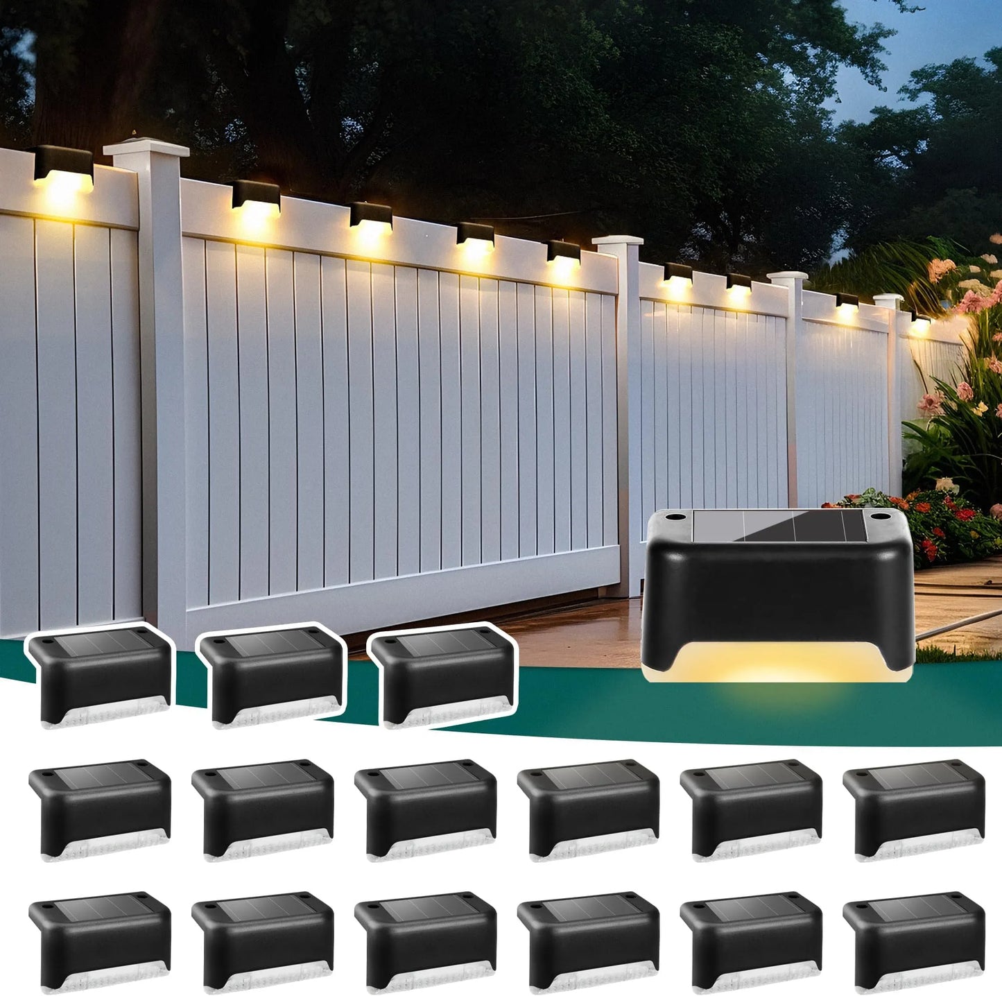 Yoobures Solar Deck Lights Outdoor 16 Pack