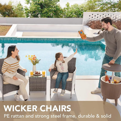 Outdoor PE Rattan Wicker Chairs with Table