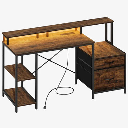 Yoobure 59-inch 2 Drawer Computer Desk with 2 Compartments