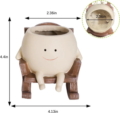 Yoobures Smily Face Planter Pot Cute Resin Flower Head Planters