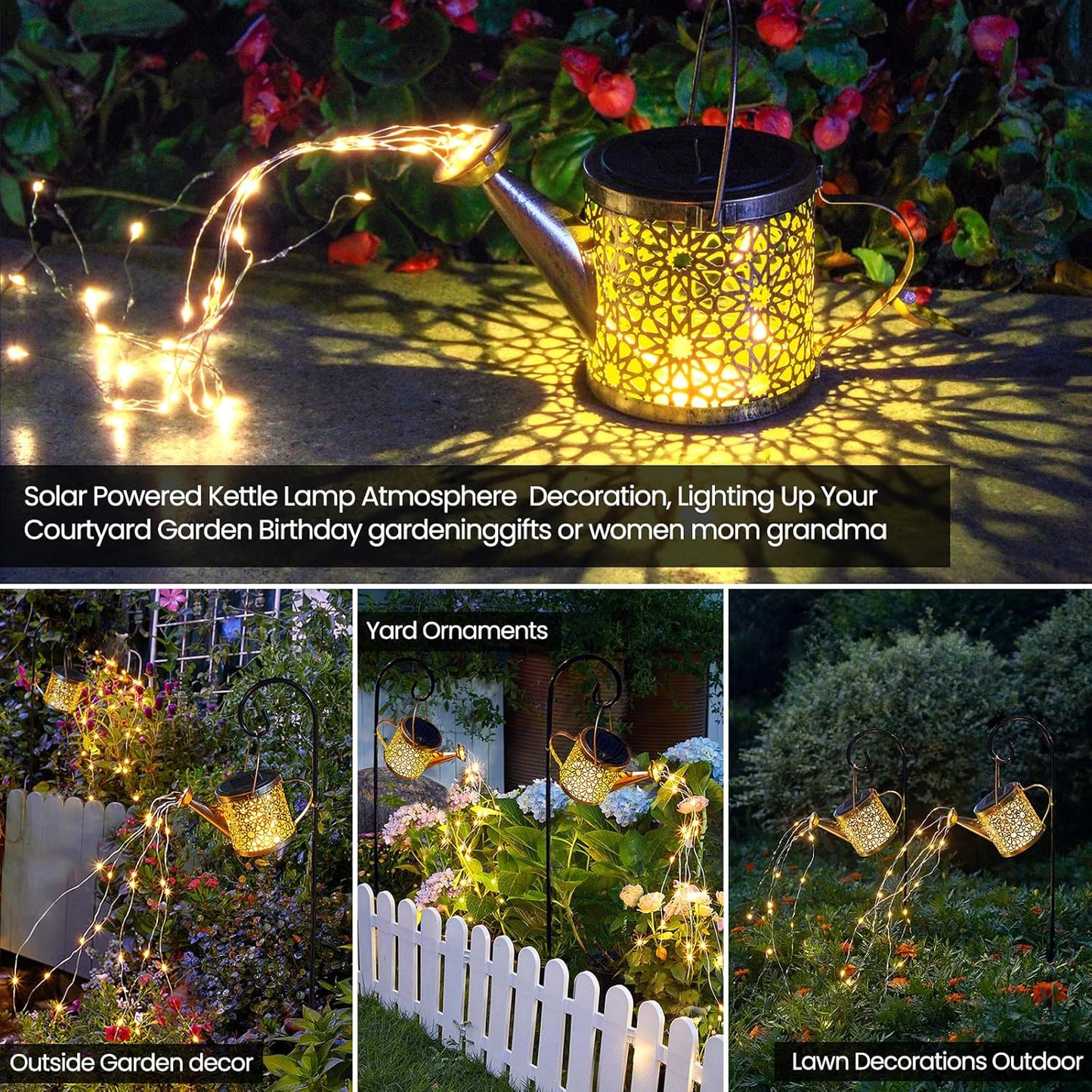 Outdoor Decorative Metal Solar Watering Can Light