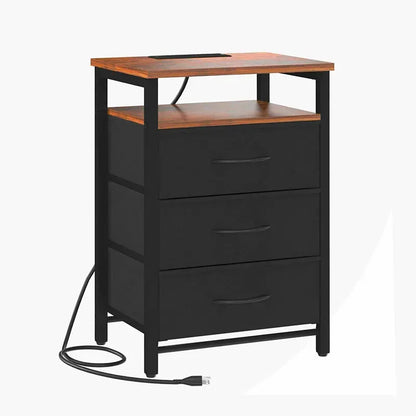 Yoobure 3-drawer nightstand with LED and charging port