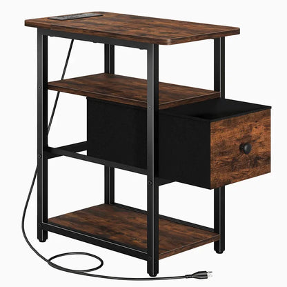 Three-tier Narrow Side Table With Drawer