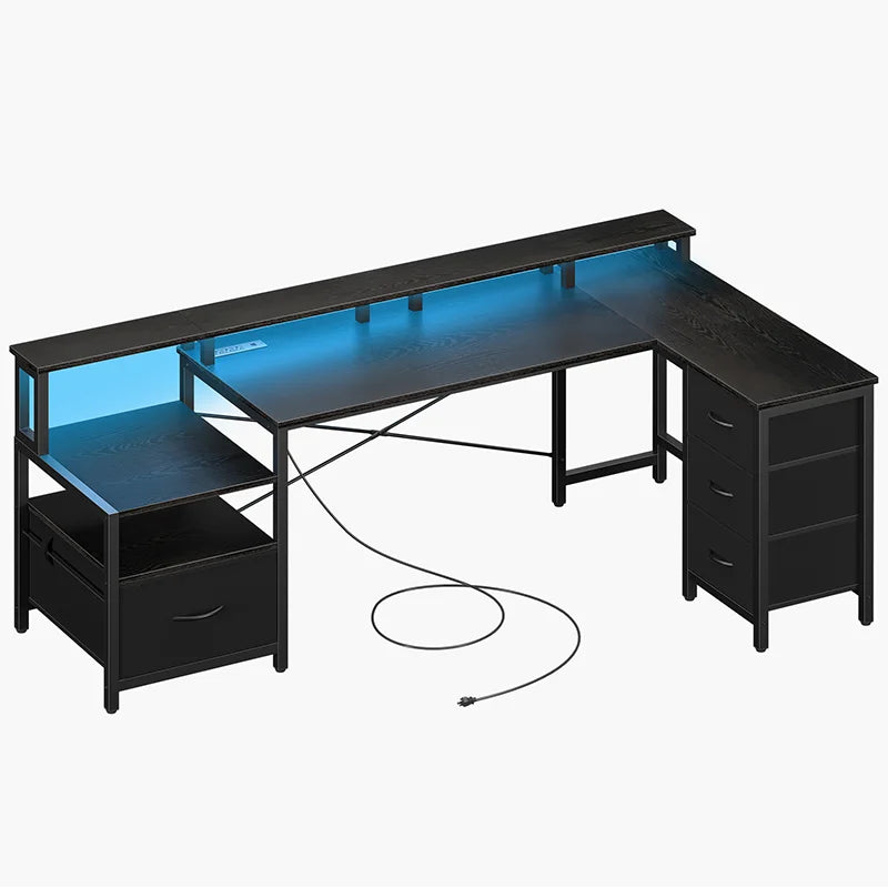 Yoobure 75" Reversible L-shaped Desk with Storage & File Cabinet