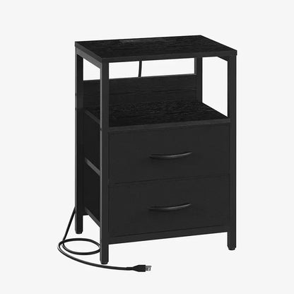 Yoobure 2-drawer bedside table with LED and charging plugs