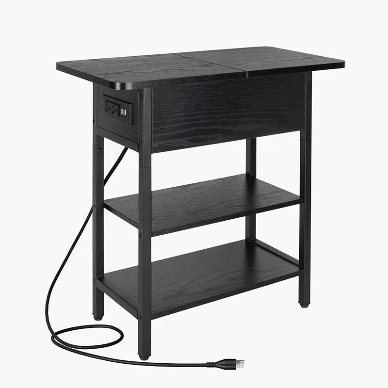 Dark End Table with Charging Station