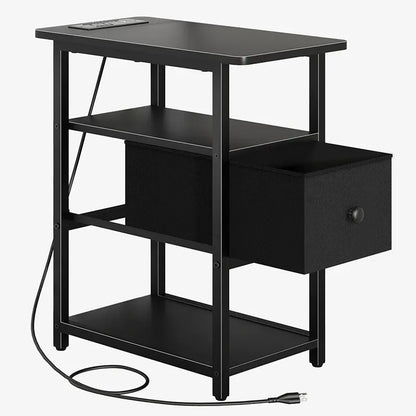 Three-tier Narrow Side Table With Drawer