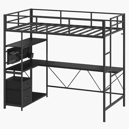 Yoobure Twin Size Loft Bed with Built-in Desk