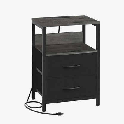 Yoobure 2-drawer bedside table with LED and charging plugs